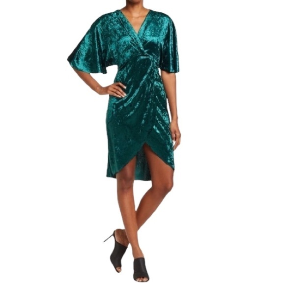 The Vanity Room NWT Nordstrom’s Crushed Velvet Faux Wrap Dress Size XS - Picture 11 of 12